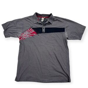 Split Y2K Graphic Polo Shirt Men's XL Graphic Grunge Skater Vintage